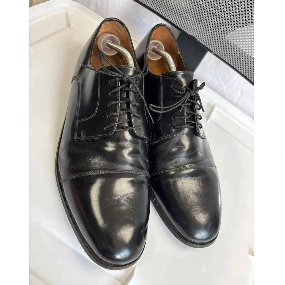Florsheim Cap Toe Derby Shoes Mens 13 D Black Leather Lace Up Dress Loafer